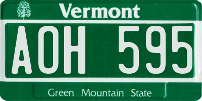 VT license plate AOH595