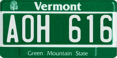 VT license plate AOH616