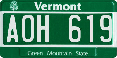 VT license plate AOH619