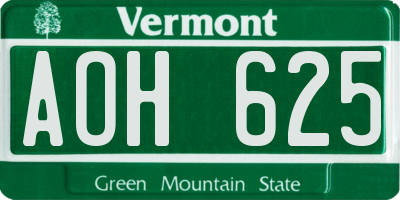 VT license plate AOH625