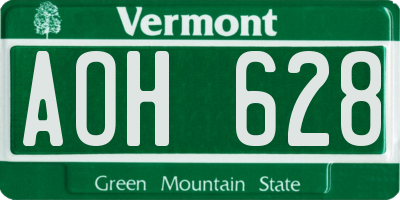 VT license plate AOH628