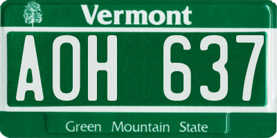 VT license plate AOH637