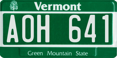 VT license plate AOH641