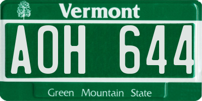 VT license plate AOH644