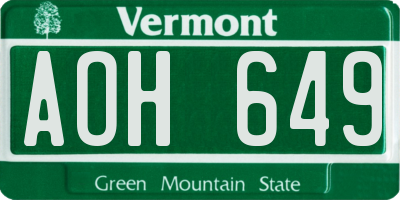 VT license plate AOH649