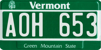 VT license plate AOH653