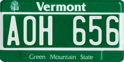VT license plate AOH656