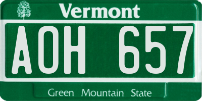 VT license plate AOH657