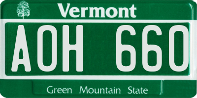 VT license plate AOH660