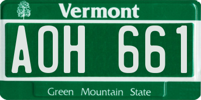 VT license plate AOH661