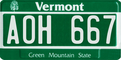 VT license plate AOH667