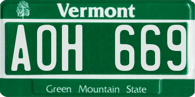 VT license plate AOH669