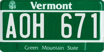 VT license plate AOH671