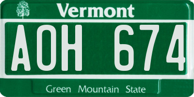 VT license plate AOH674