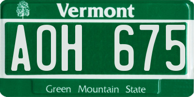 VT license plate AOH675