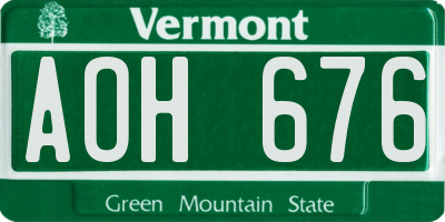 VT license plate AOH676