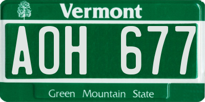 VT license plate AOH677