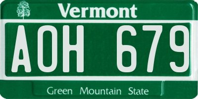 VT license plate AOH679