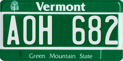 VT license plate AOH682