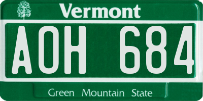 VT license plate AOH684