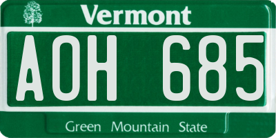 VT license plate AOH685