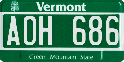 VT license plate AOH686