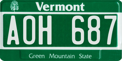 VT license plate AOH687