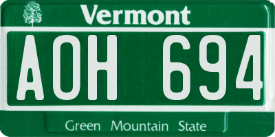 VT license plate AOH694