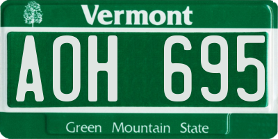 VT license plate AOH695