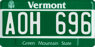 VT license plate AOH696