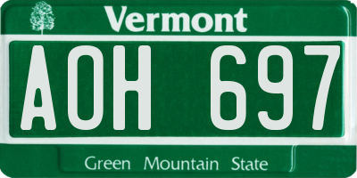 VT license plate AOH697