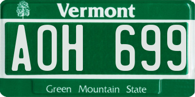 VT license plate AOH699