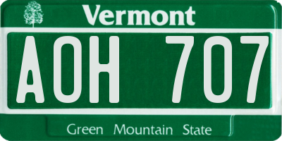 VT license plate AOH707