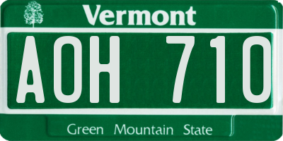 VT license plate AOH710