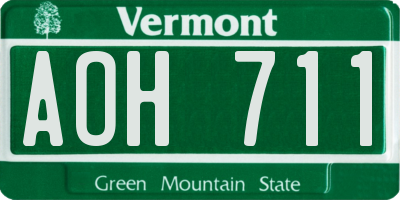 VT license plate AOH711