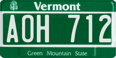 VT license plate AOH712