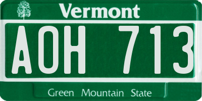 VT license plate AOH713