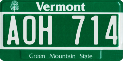 VT license plate AOH714