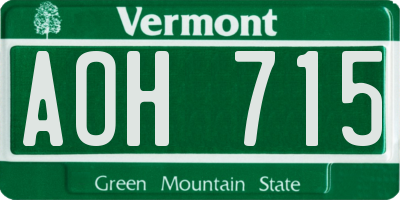VT license plate AOH715