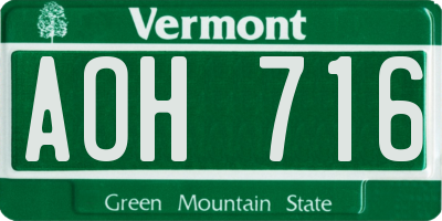 VT license plate AOH716