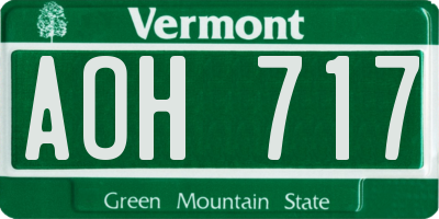 VT license plate AOH717