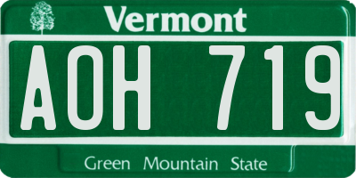 VT license plate AOH719