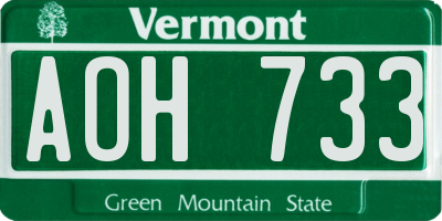VT license plate AOH733