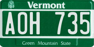 VT license plate AOH735