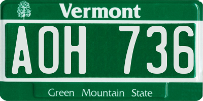 VT license plate AOH736