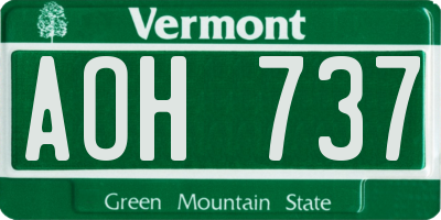 VT license plate AOH737
