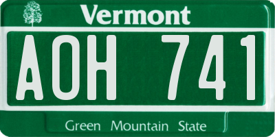 VT license plate AOH741