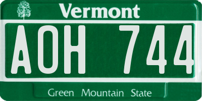 VT license plate AOH744