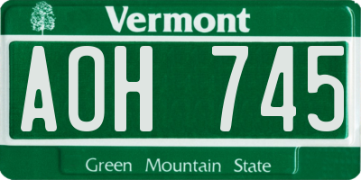 VT license plate AOH745
