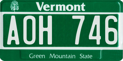 VT license plate AOH746